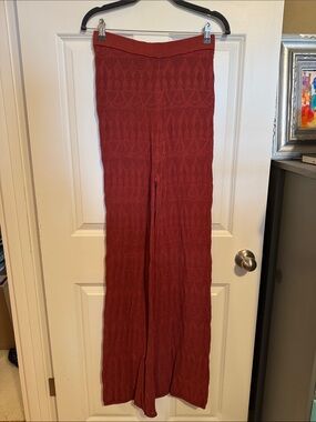 Women's Knit Wide-Leg Pants - Rust